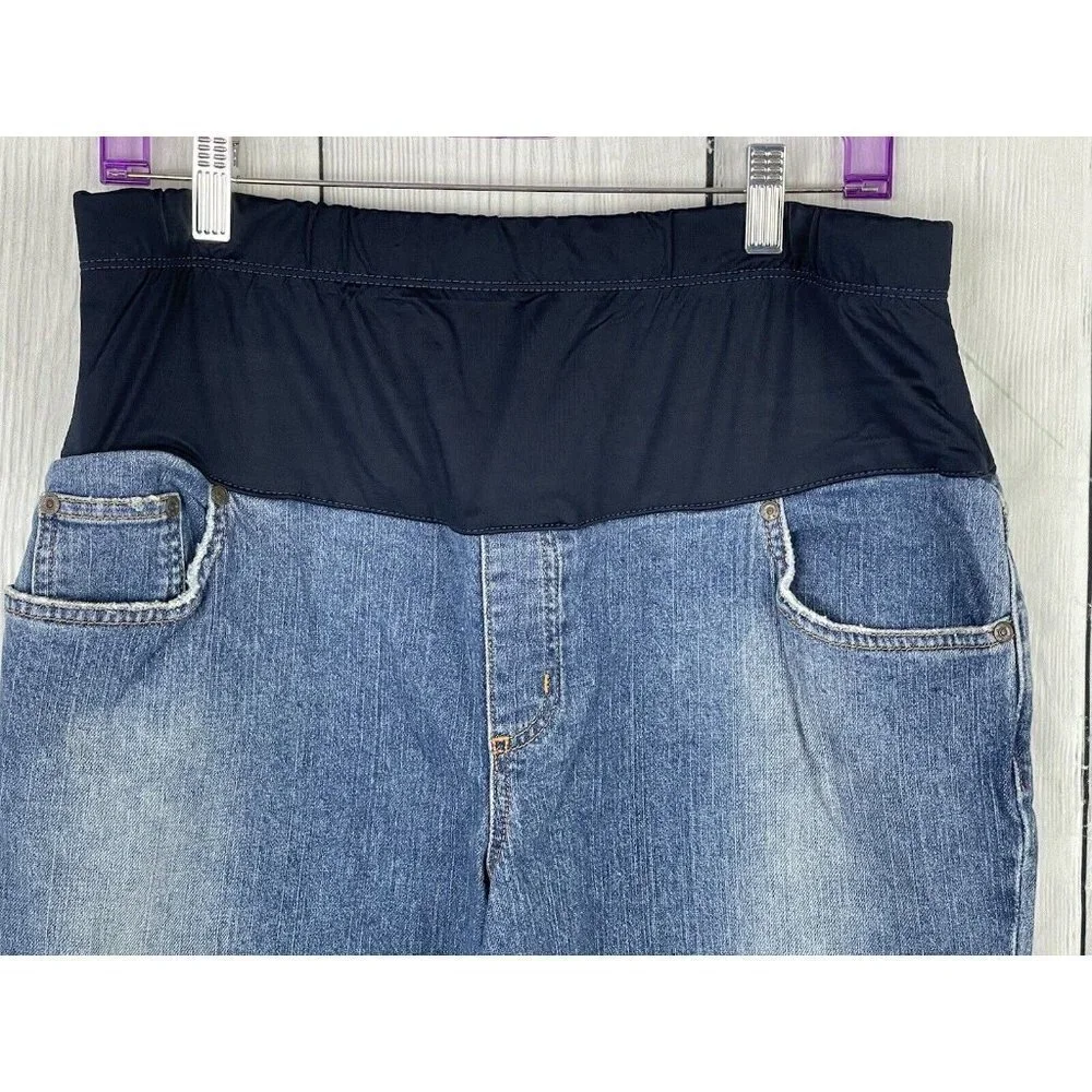 Liz Lange Maternity Blue Jeans Size 8 Stretch Boot Cut Elastic Tummy Panel